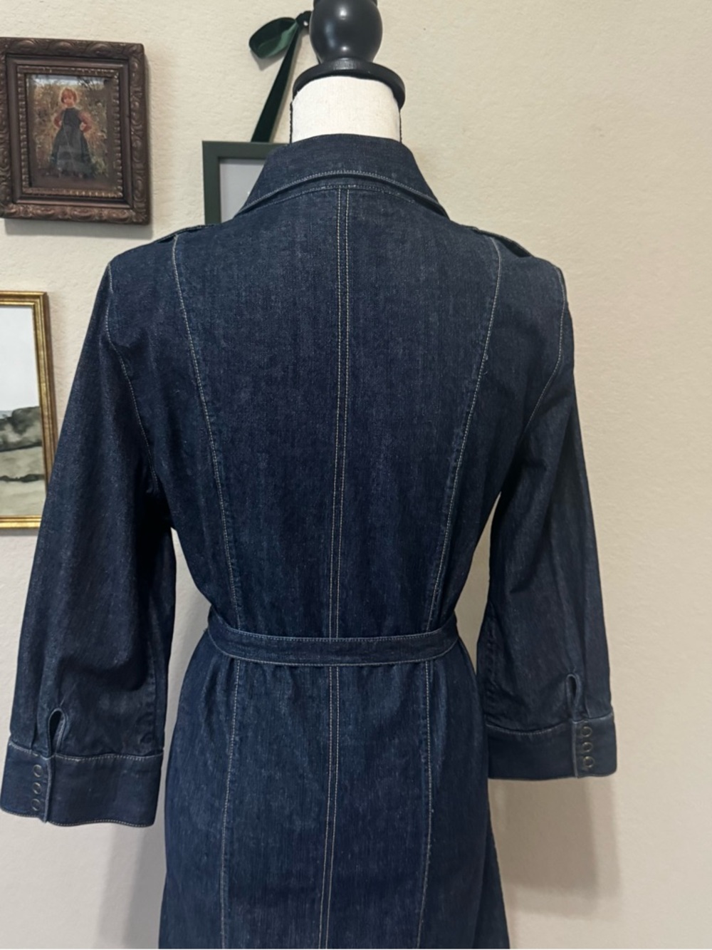 CHRISTOPHER BANKS | Dark Denim Button-Front Shirt Dress with Tie Waist Size XL - Picture 8 of 10